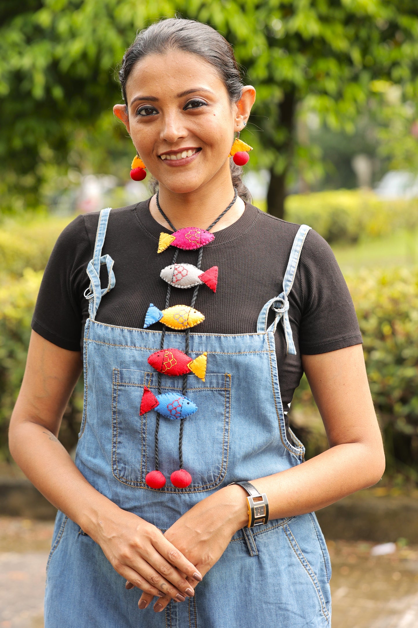 Ameyaa Fabric Necklace & Earrings set