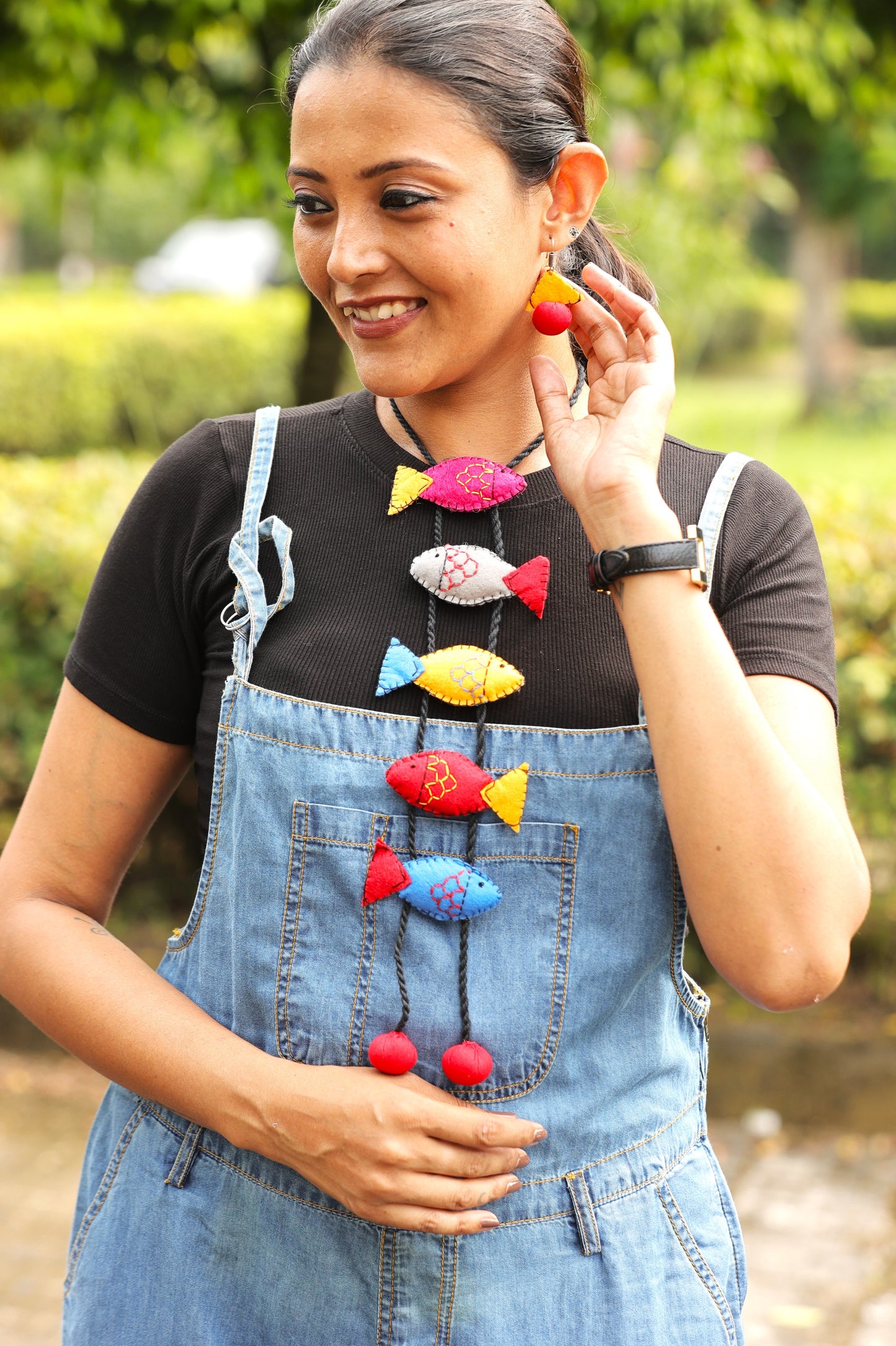 Ameyaa Fabric Necklace & Earrings set