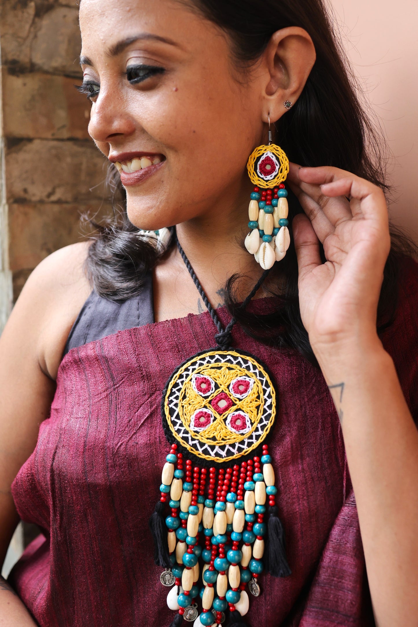 Ananta Fabric Necklace & Earrings set