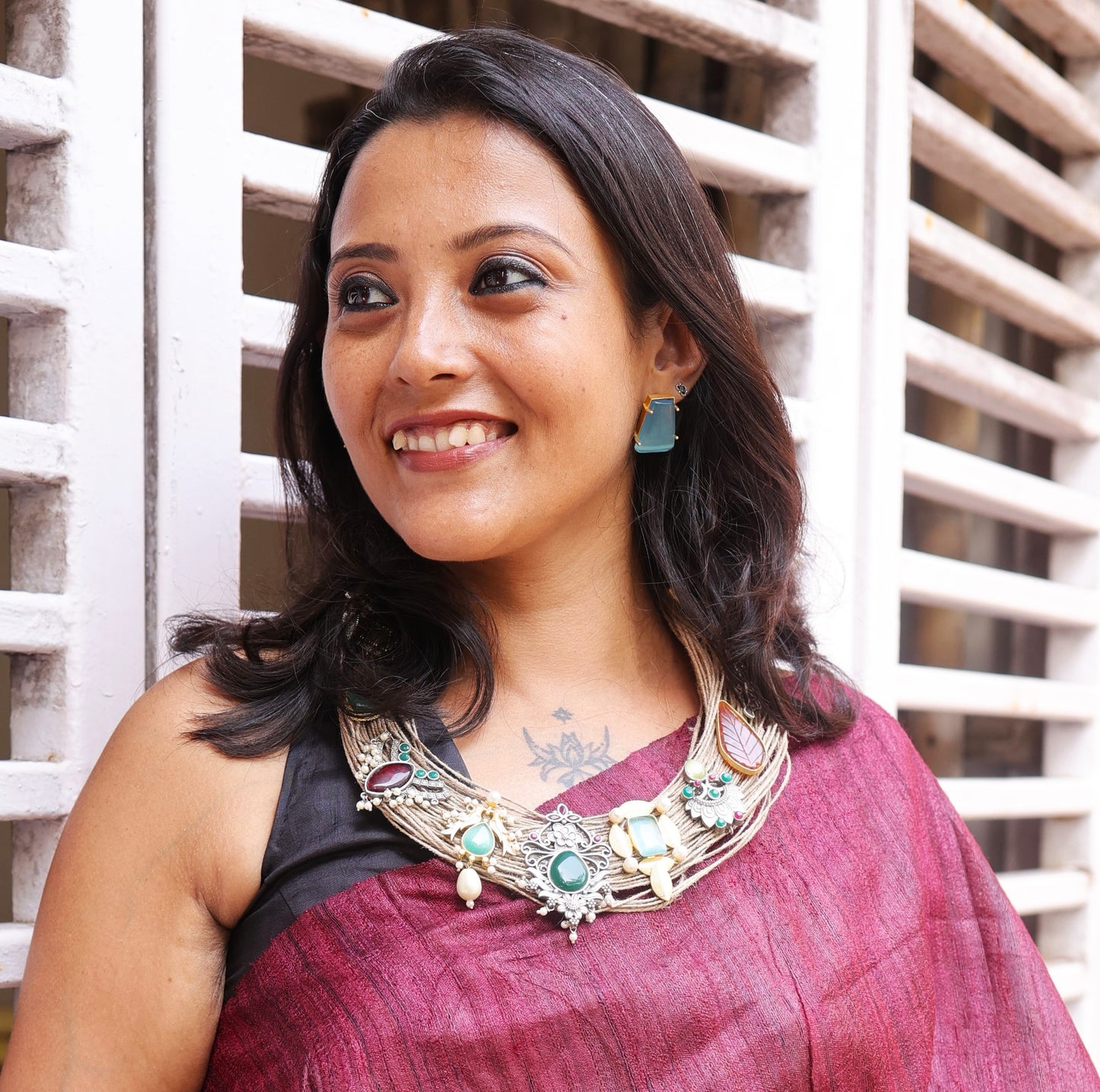 Toshani Jute Ornamental Necklace & Earrings set