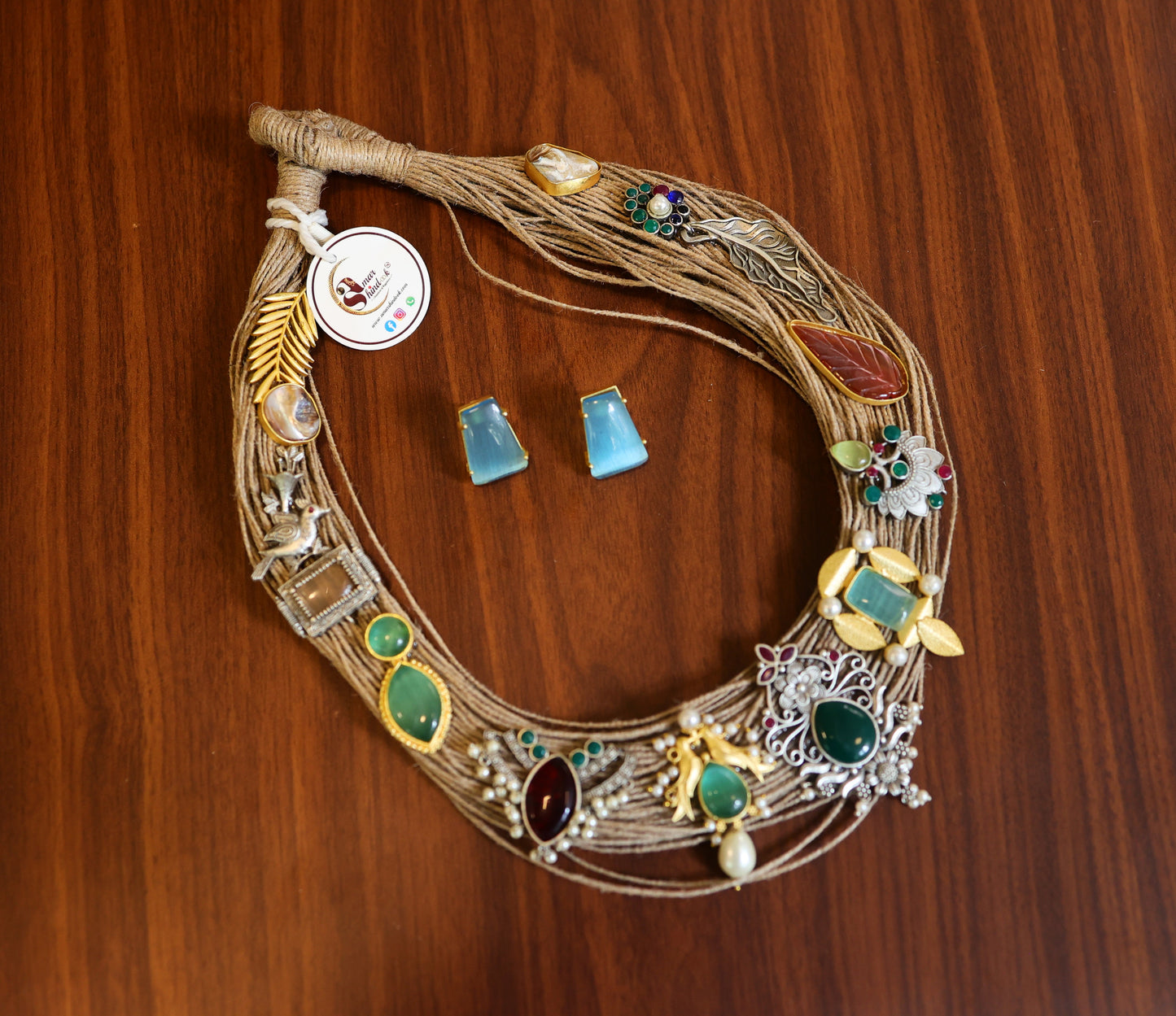 Toshani Jute Ornamental Necklace & Earrings set