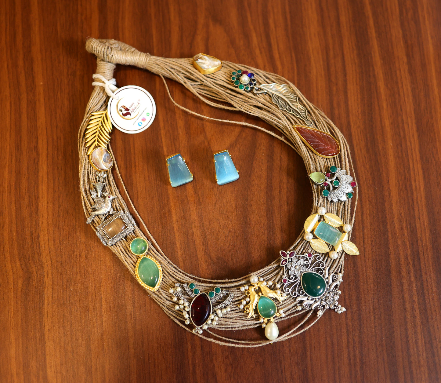 Toshani Jute Ornamental Necklace & Earrings set