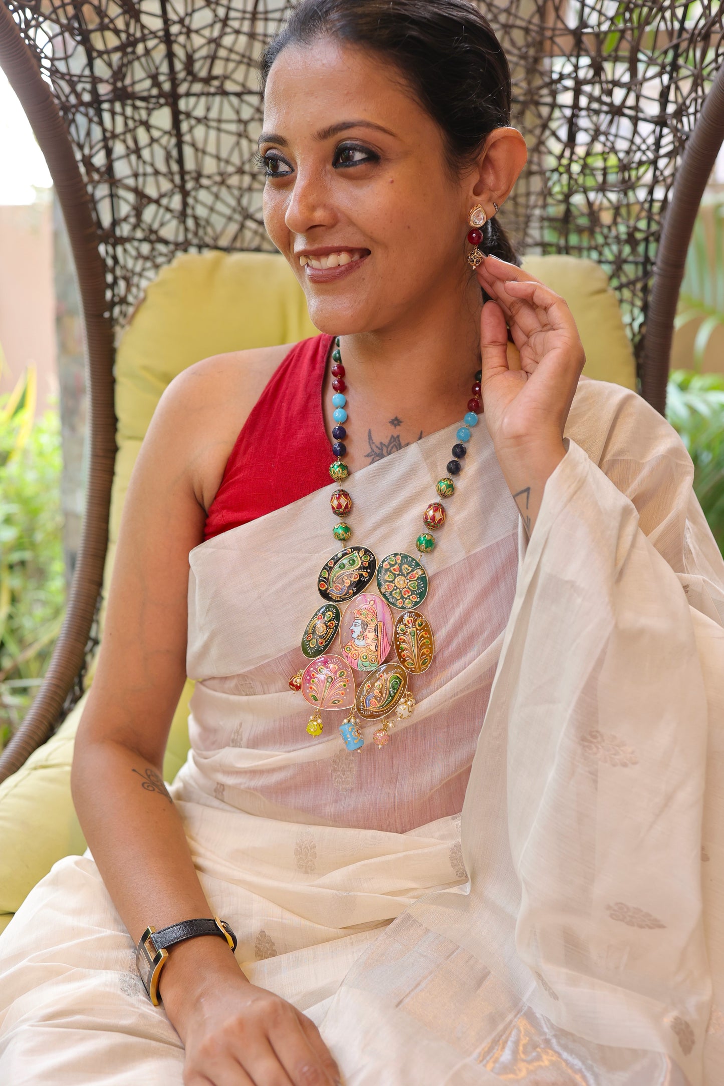 Vedanshi Tanjore Necklace & Earrings set