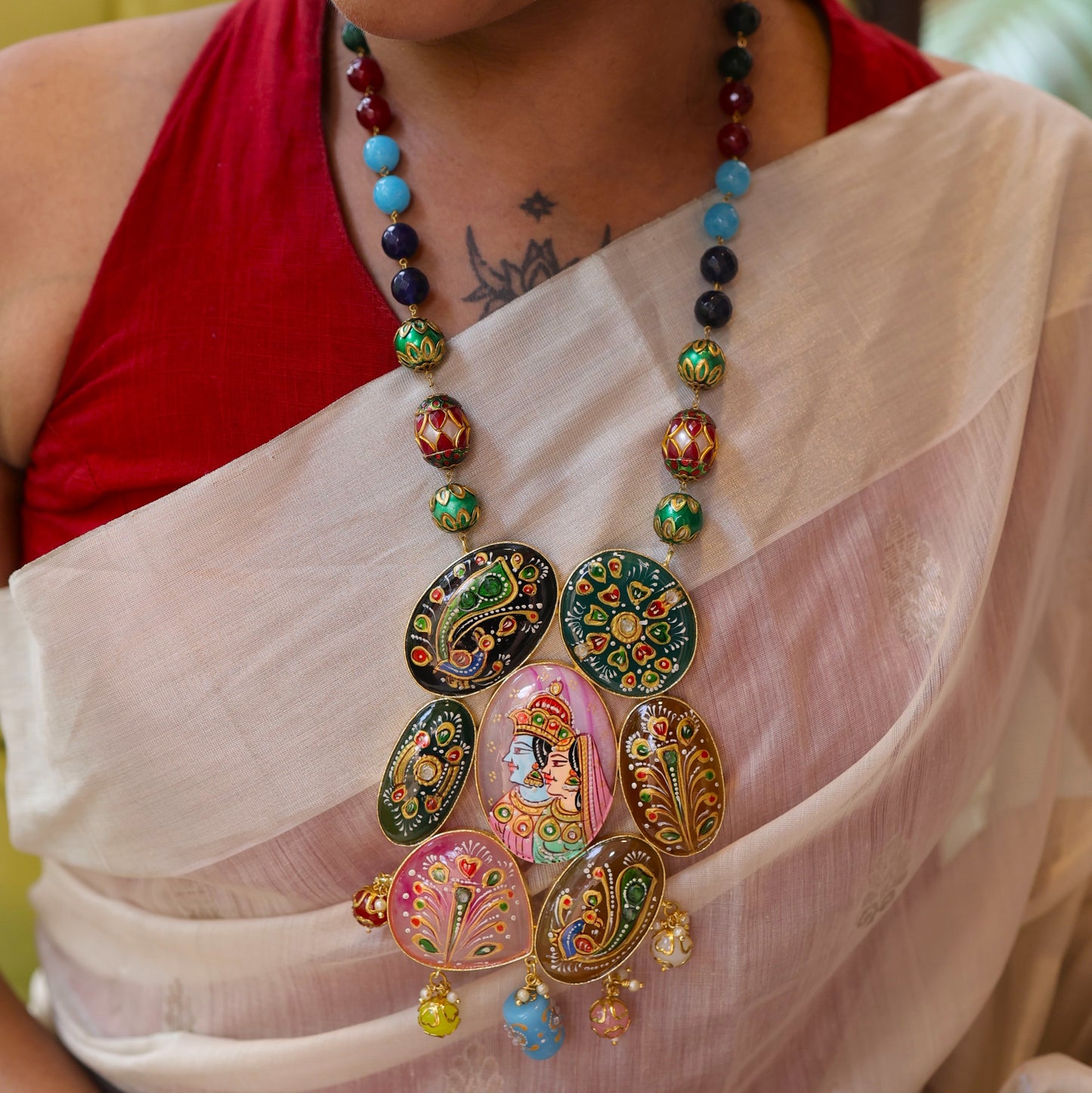 Vedanshi Tanjore Necklace & Earrings set