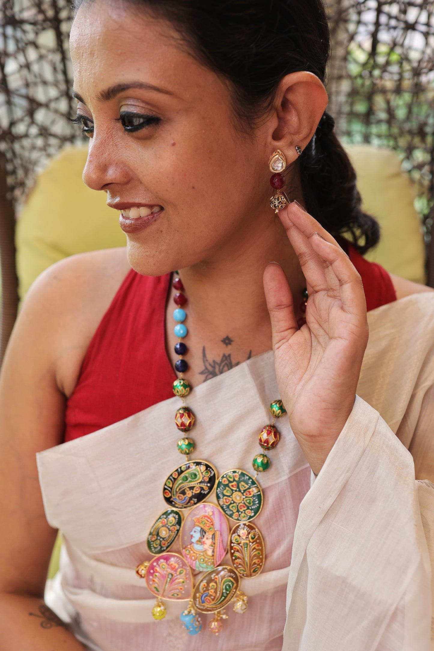 Vedanshi Tanjore Necklace & Earrings set