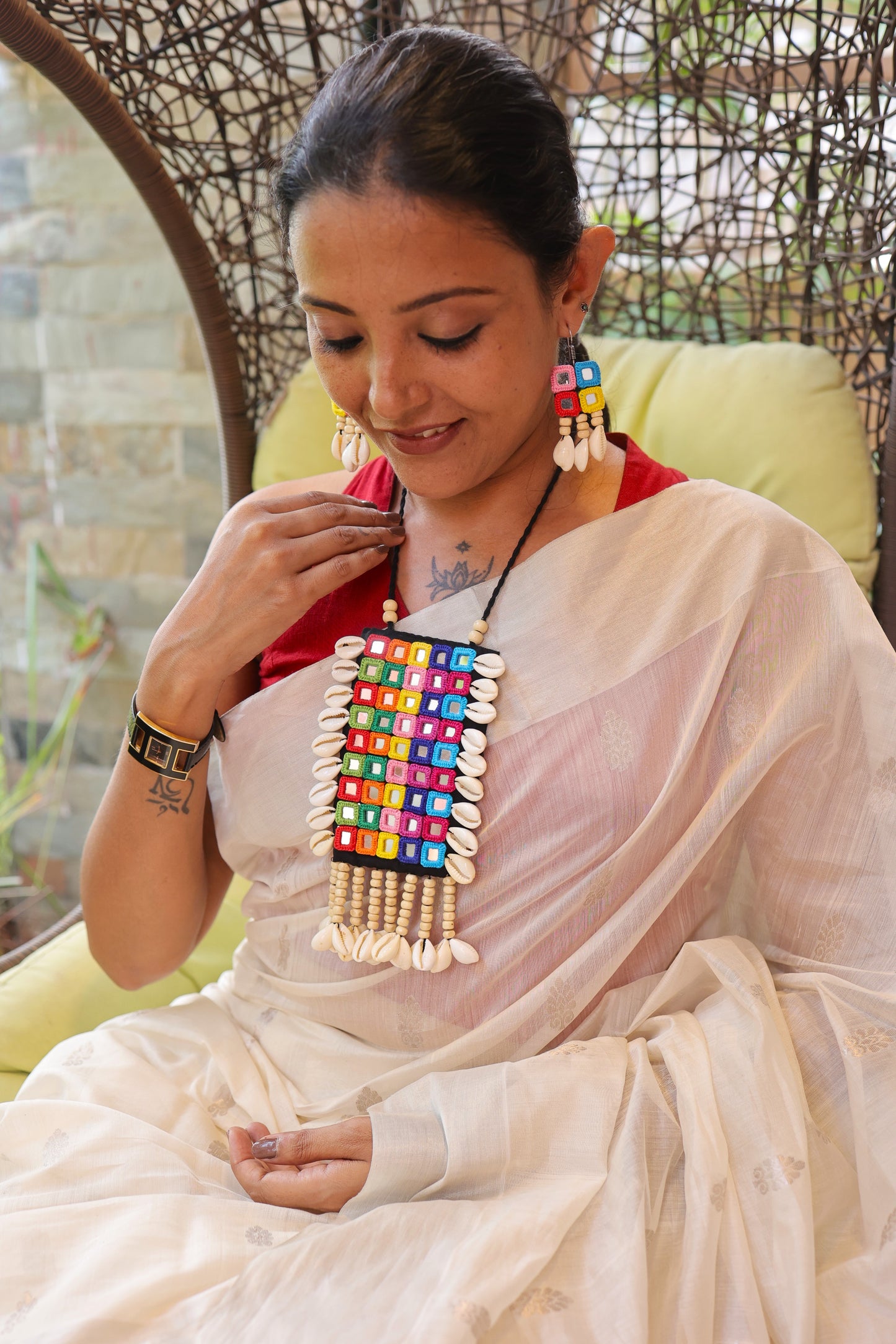 Chakrika Mirror work Necklace & Earrings set