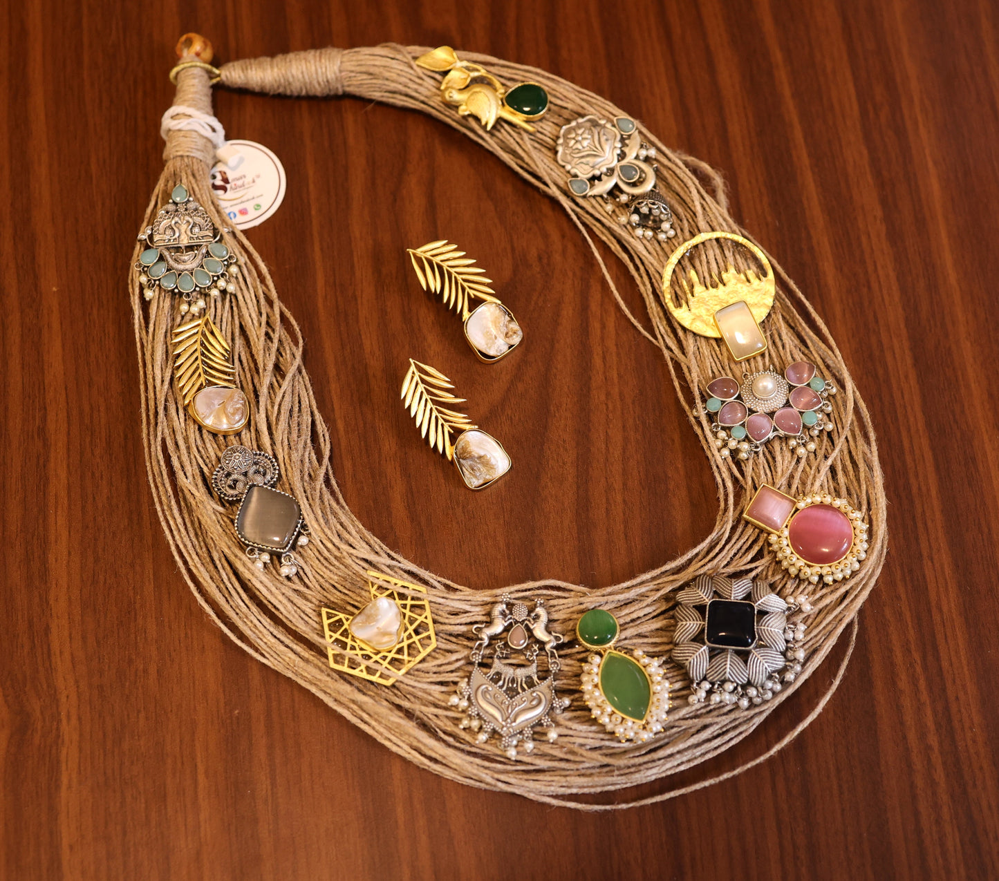 Drisana Jute Ornamental Necklace & Earrings set
