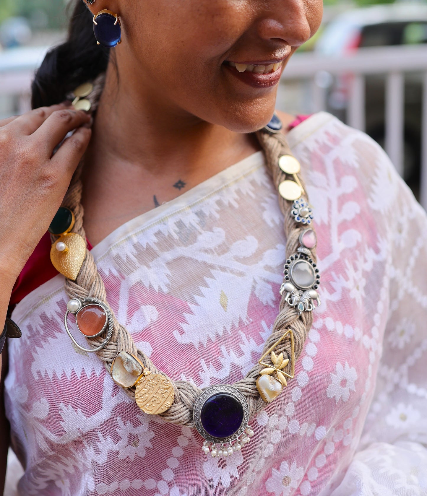 Shrutika Jute Ornamental Necklace & Earrings set