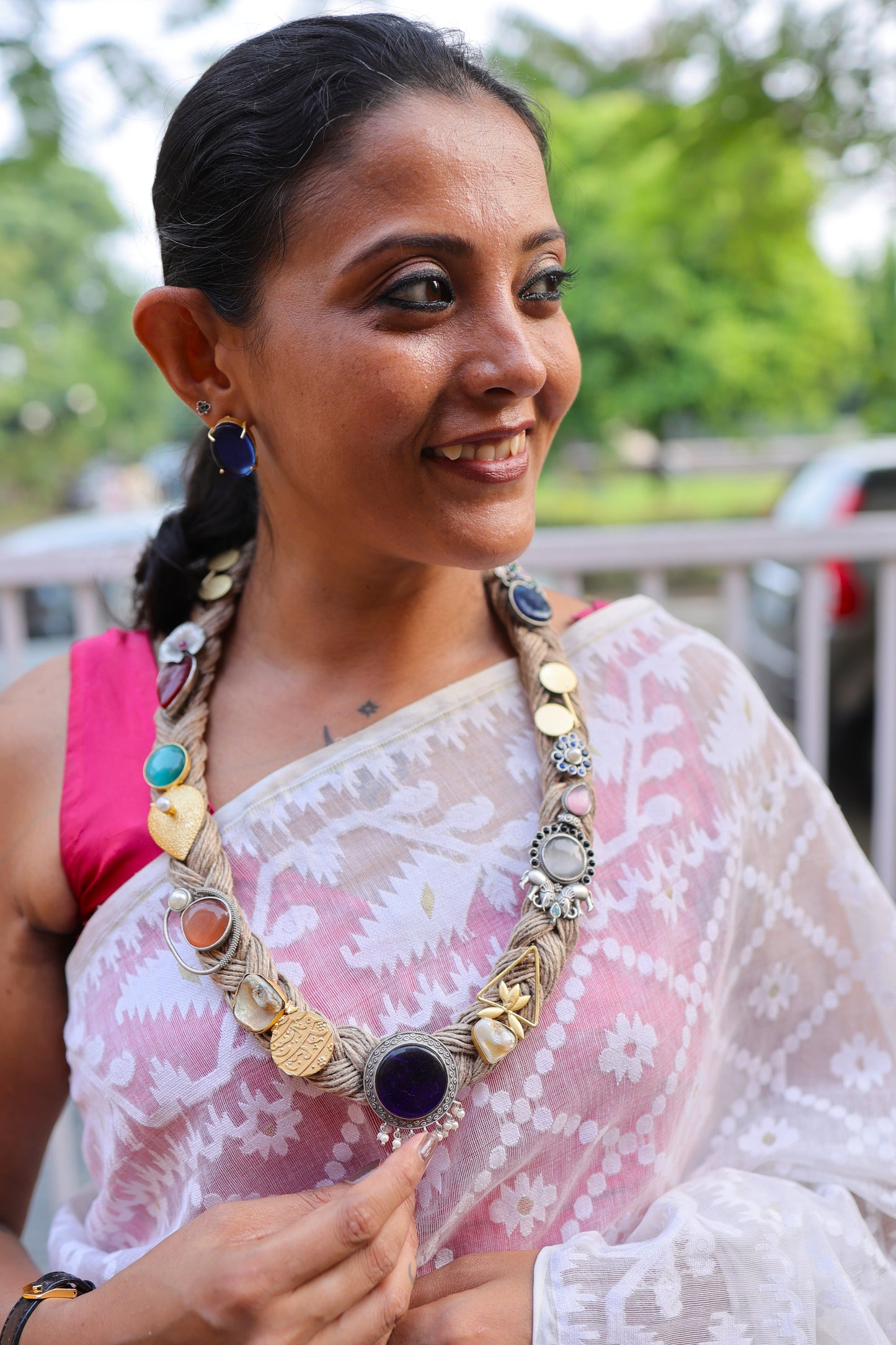 Shrutika Jute Ornamental Necklace & Earrings set