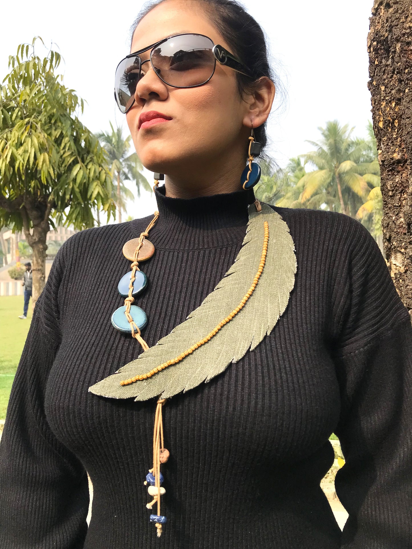 Zuri Denim Necklace & Earrings set