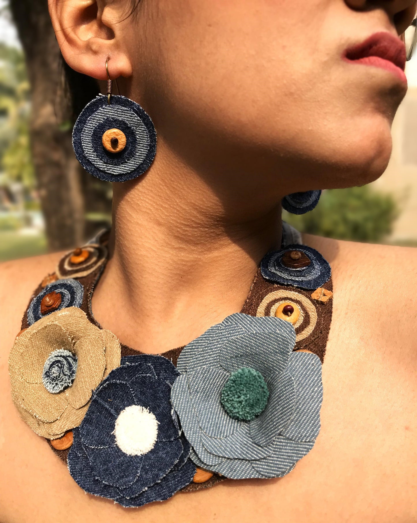 Juliette Denim Necklace & Earrings set