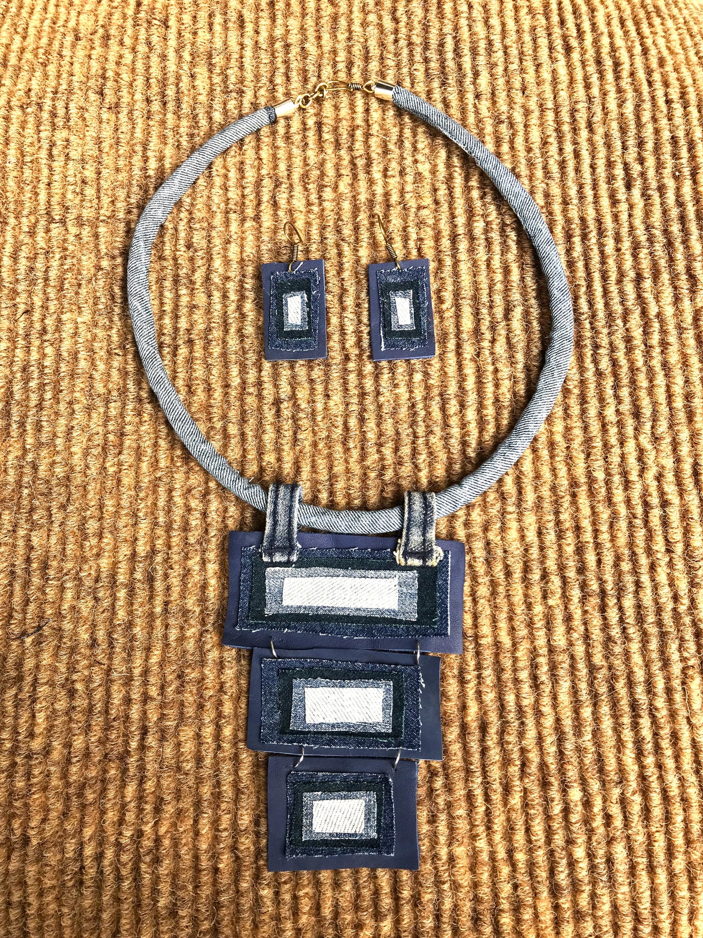 Andrea Denim Necklace & Earrings set