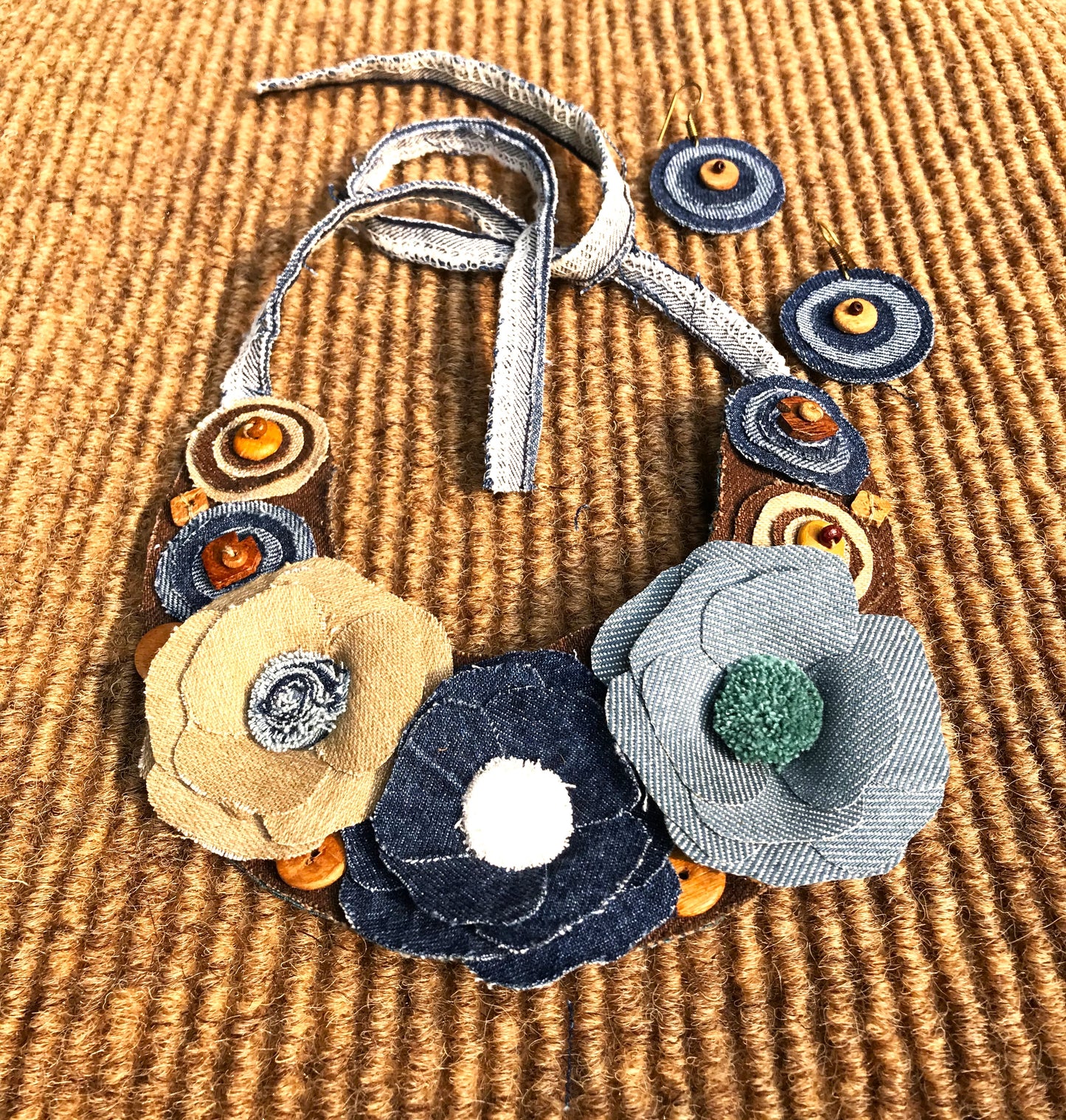 Juliette Denim Necklace & Earrings set