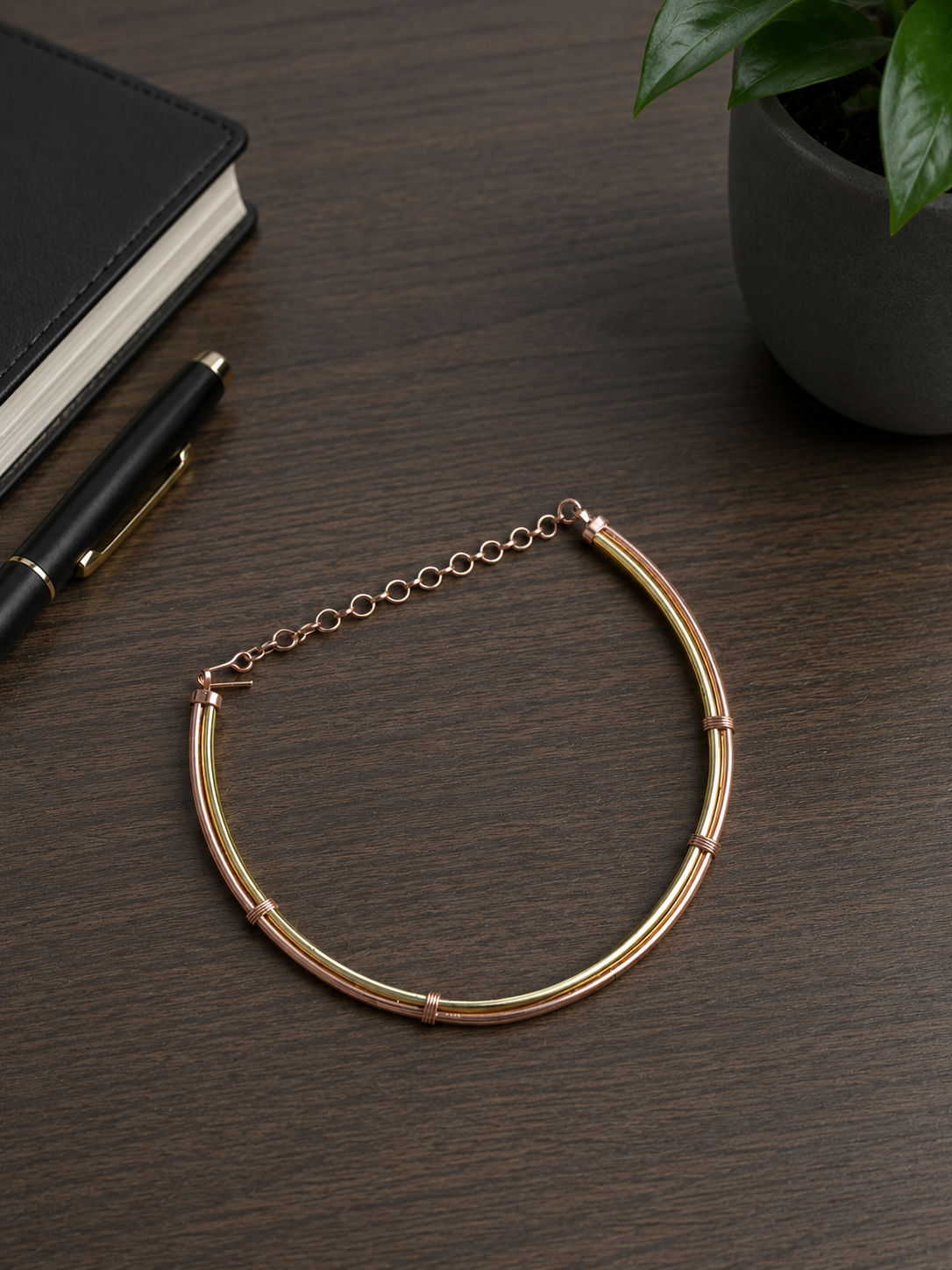 Shaivi Copper & Brass Hasli Necklace