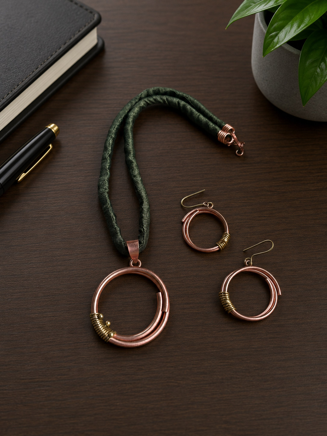 Tamia Copper Pendant & Earring set