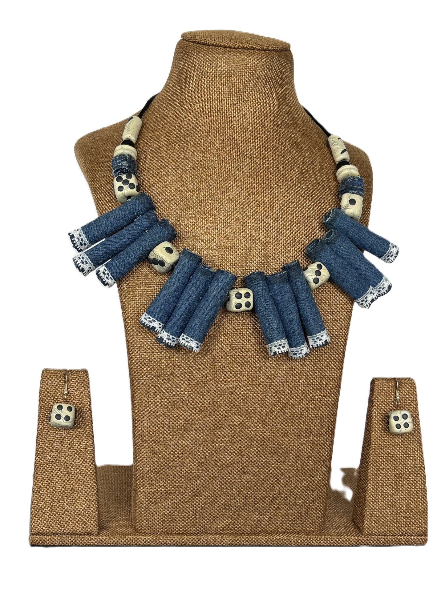 Rosalie Denim Necklace & Earrings set
