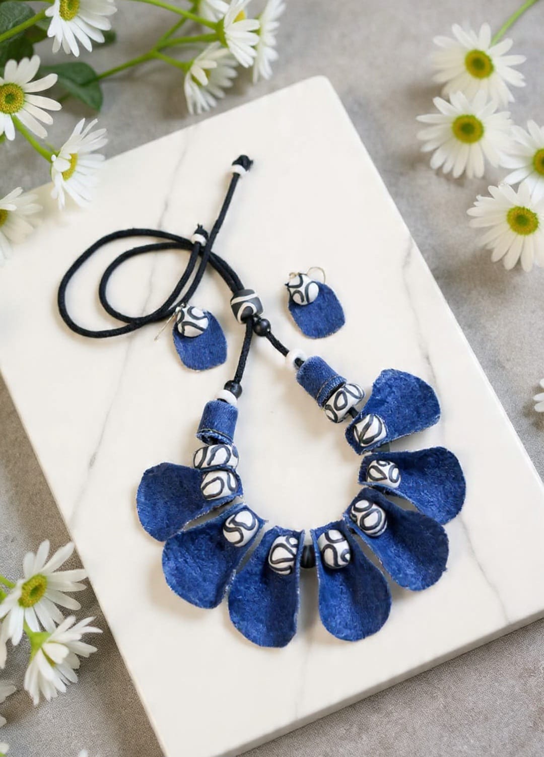Juliette Denim Necklace & Earrings set