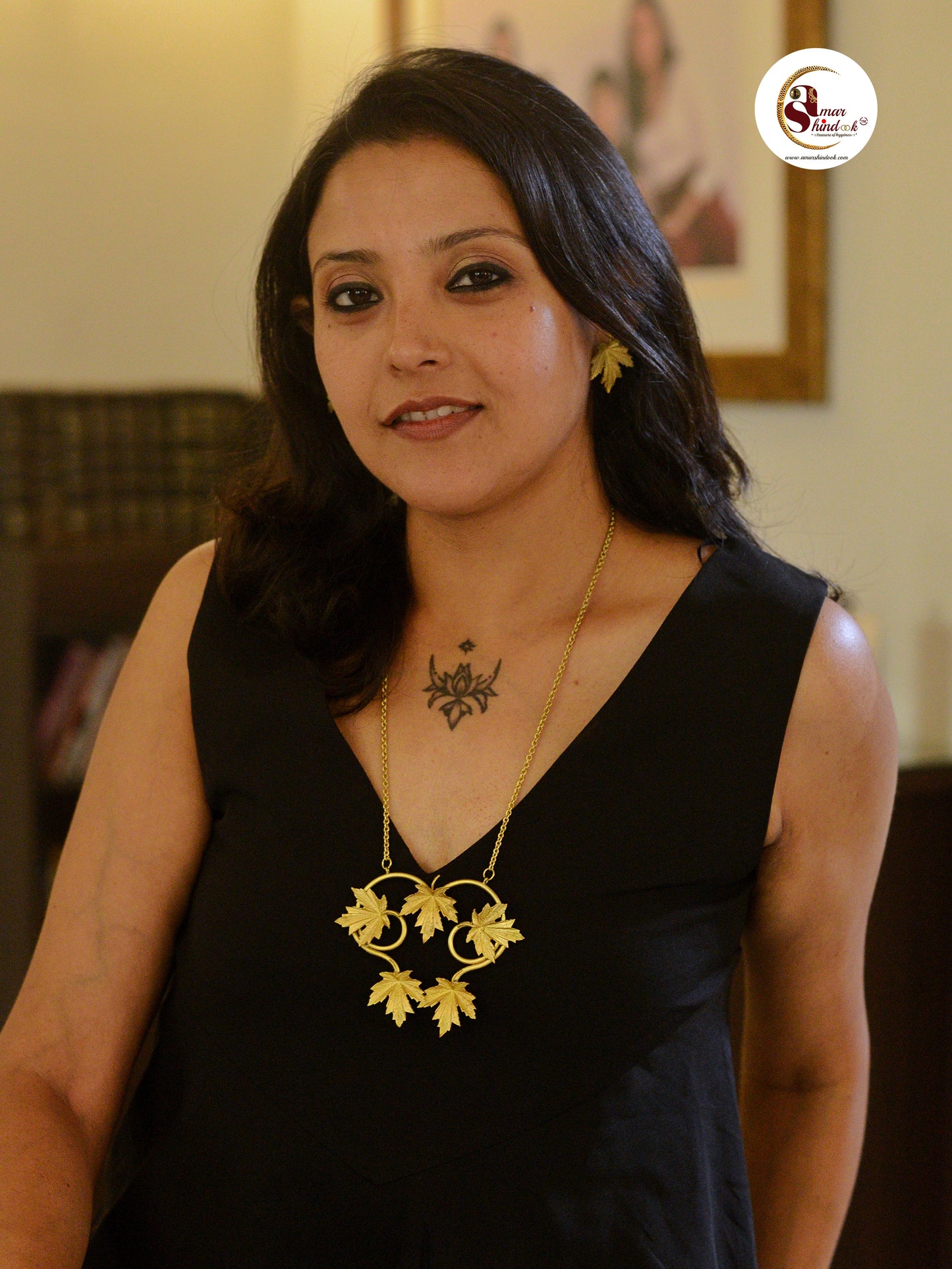 Aaloka Brass Necklace & Earring set