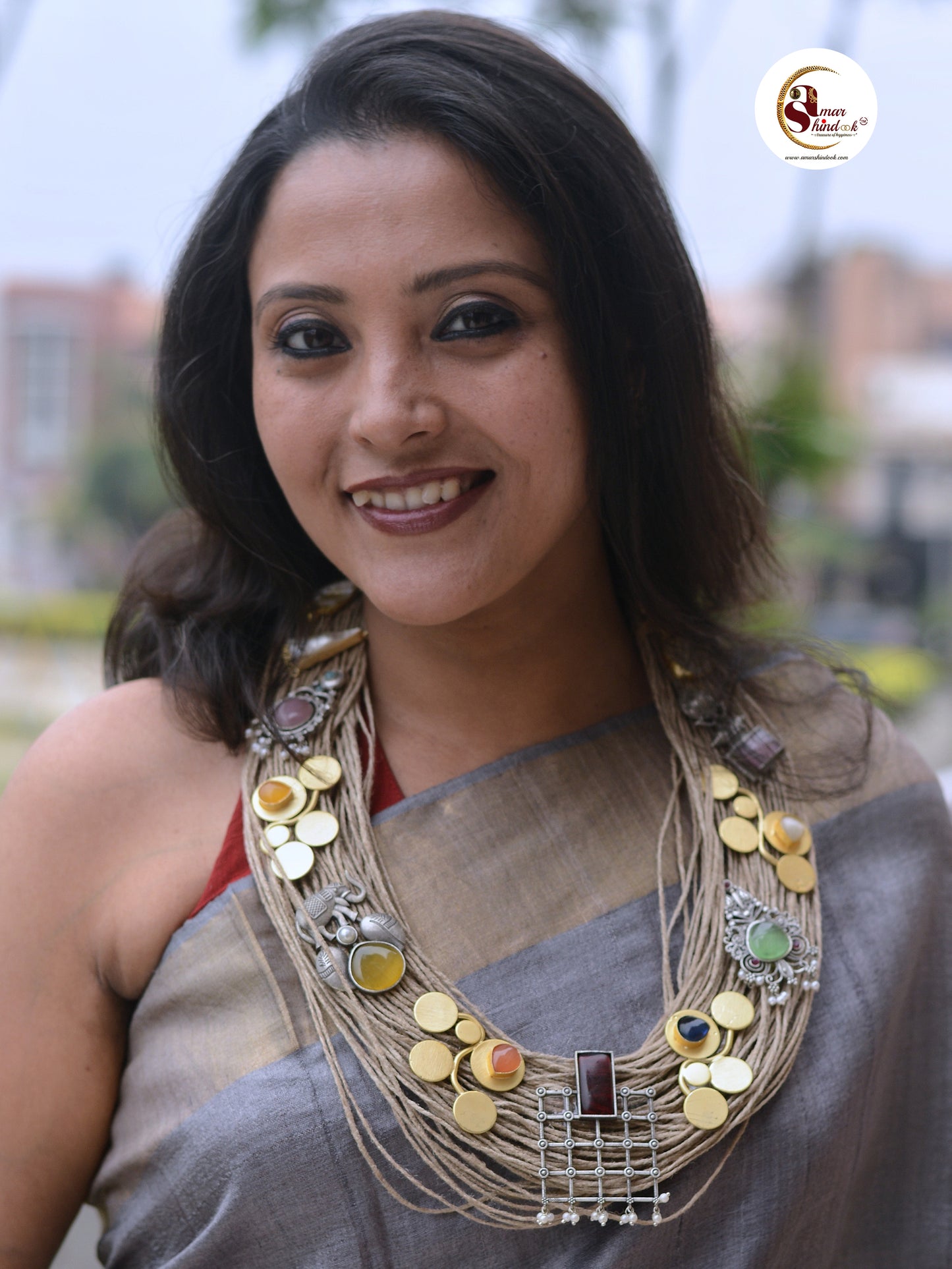 Amiya Jute Ornamental Necklace & Earrings set