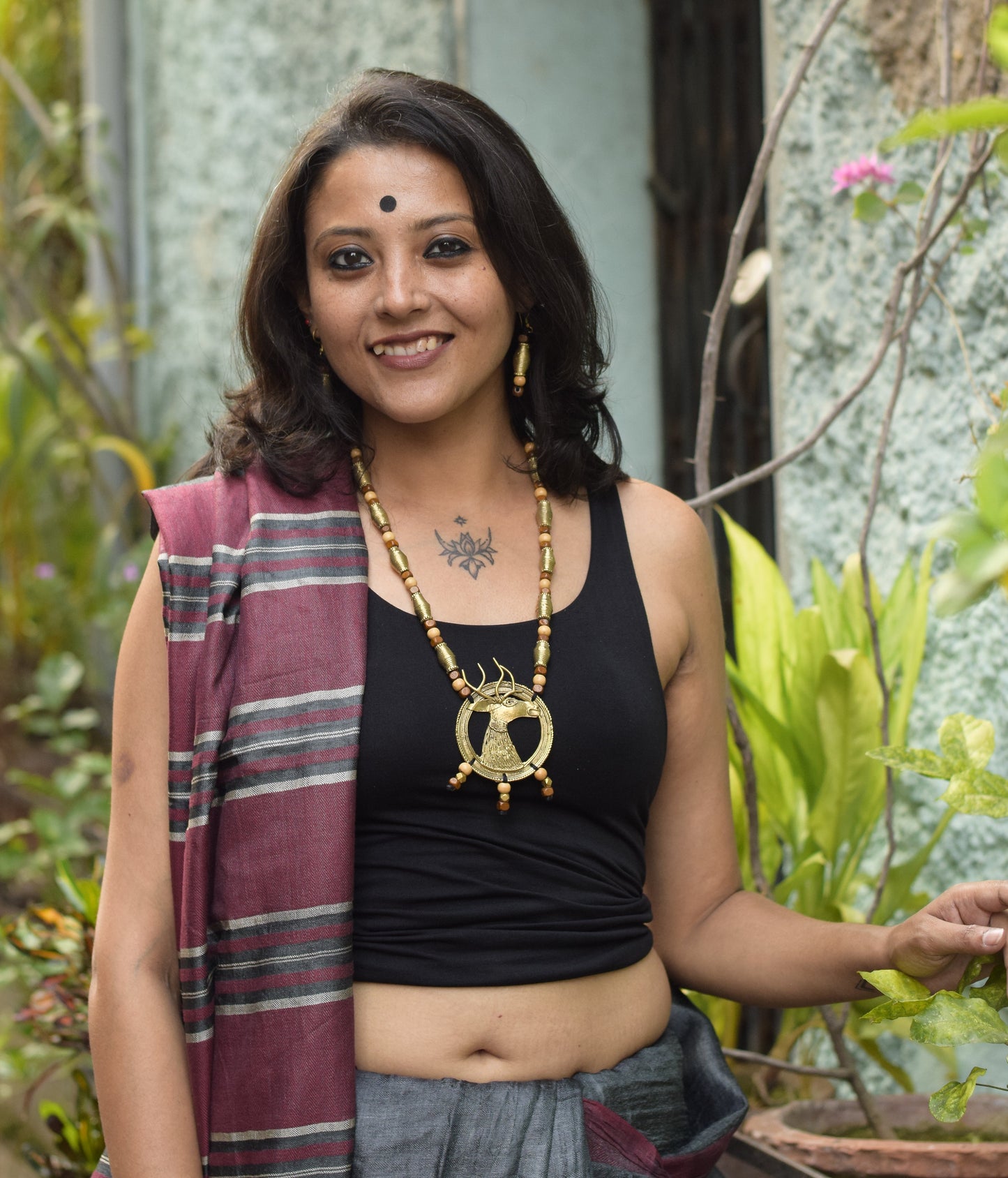 Mahika Deer Dokra Jewellery Necklace & Earrings set