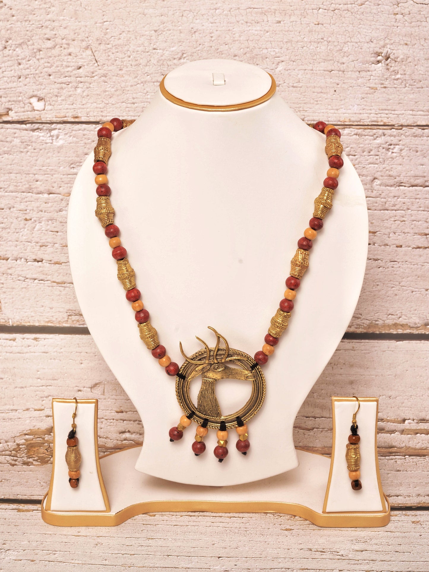 Mahika Deer Dokra Necklace & Earrings set