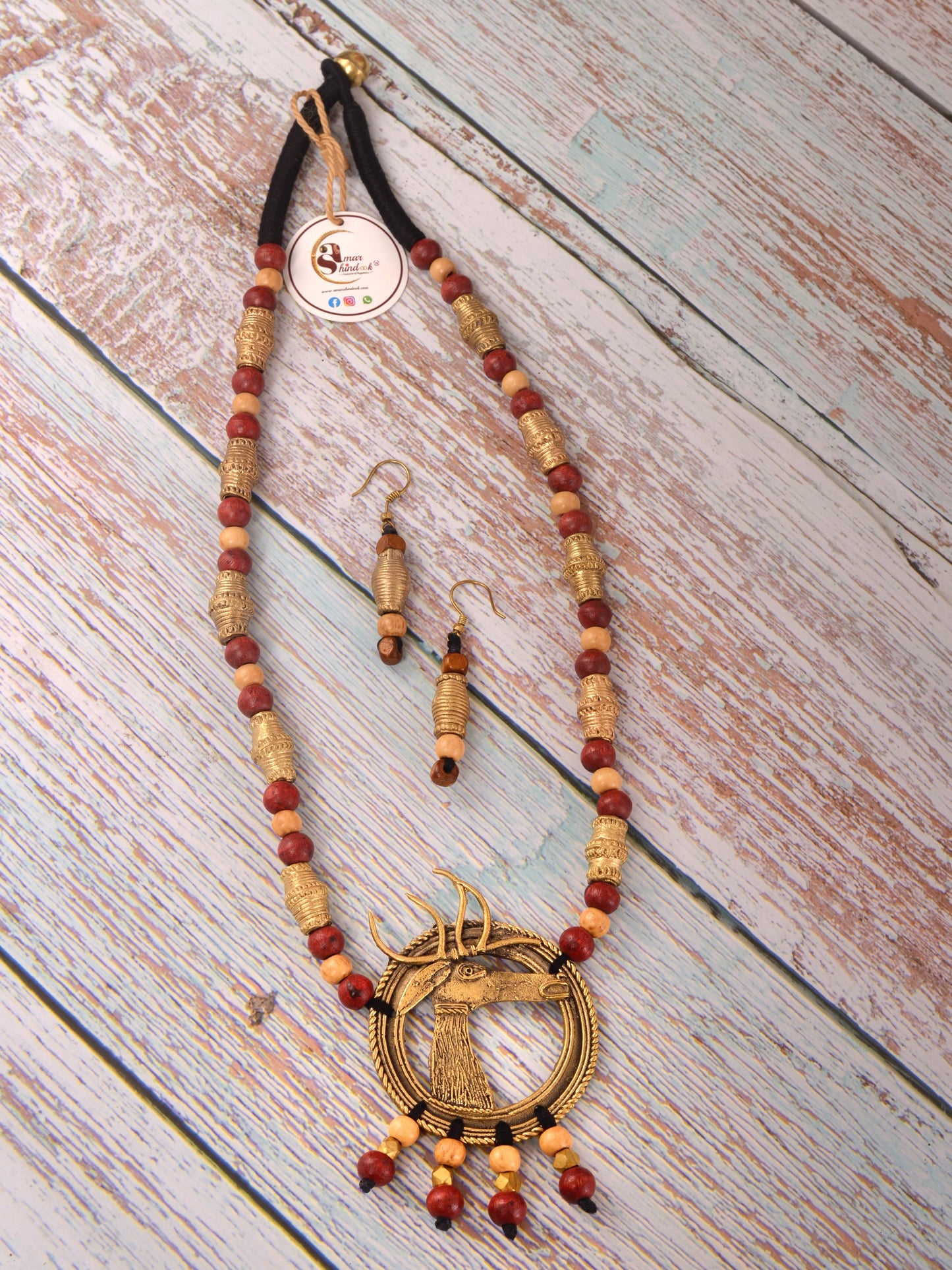 Mahika Deer Dokra Necklace & Earrings set