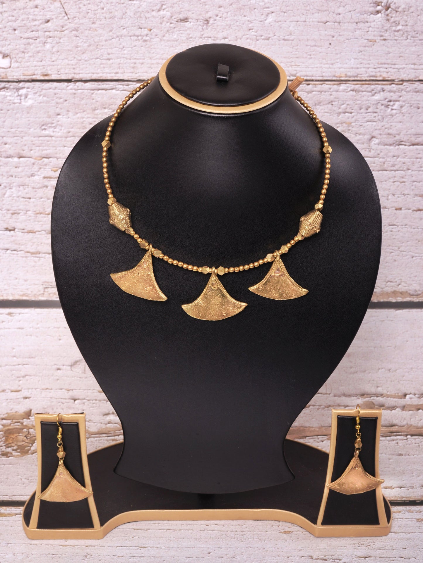 Aaheli Dokra Jewellery Hasli Necklace & Earrings Set