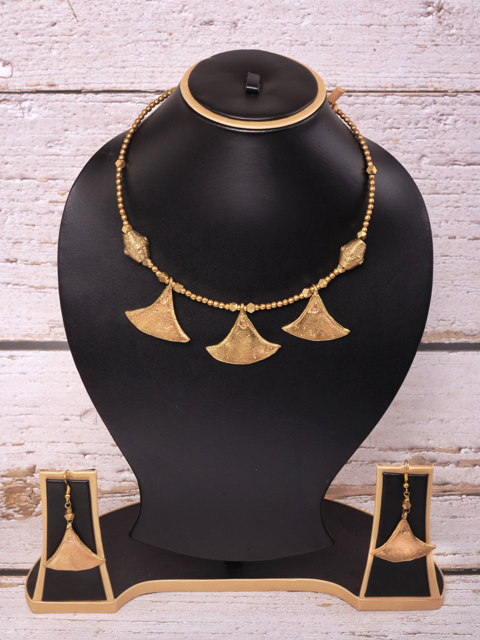 Aaheli Dokra Jewellery Hasli Necklace & Earrings Set