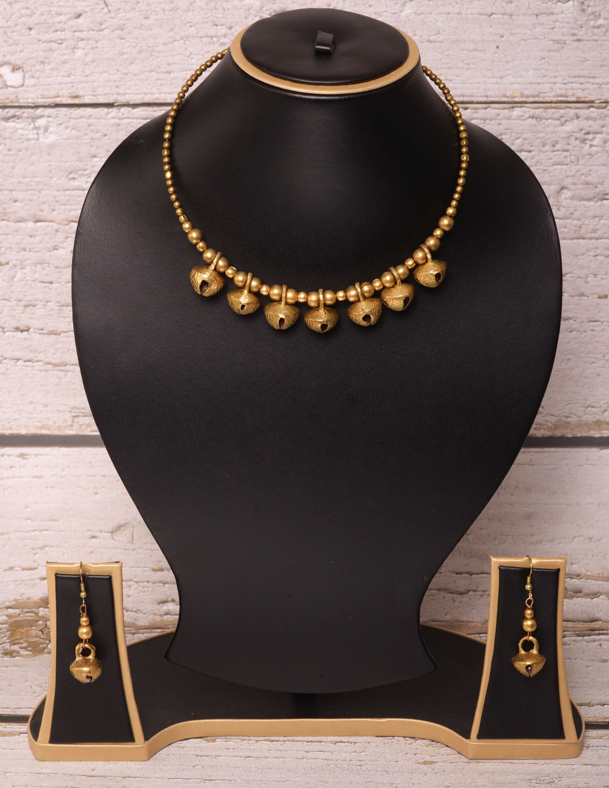 Avya Dokra Jewellery Hasli Necklace & Earrings Set