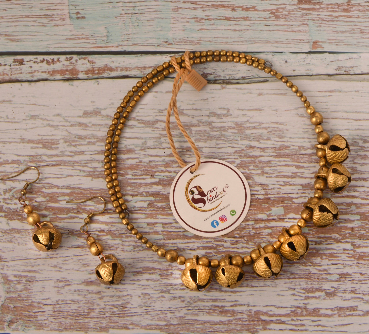 Avya Dokra Jewellery Hasli Necklace & Earrings Set