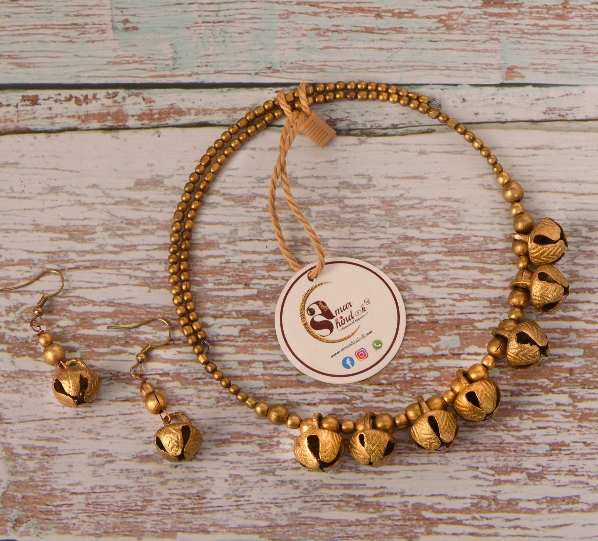 Avya Dokra Jewellery Hasli Necklace & Earrings Set