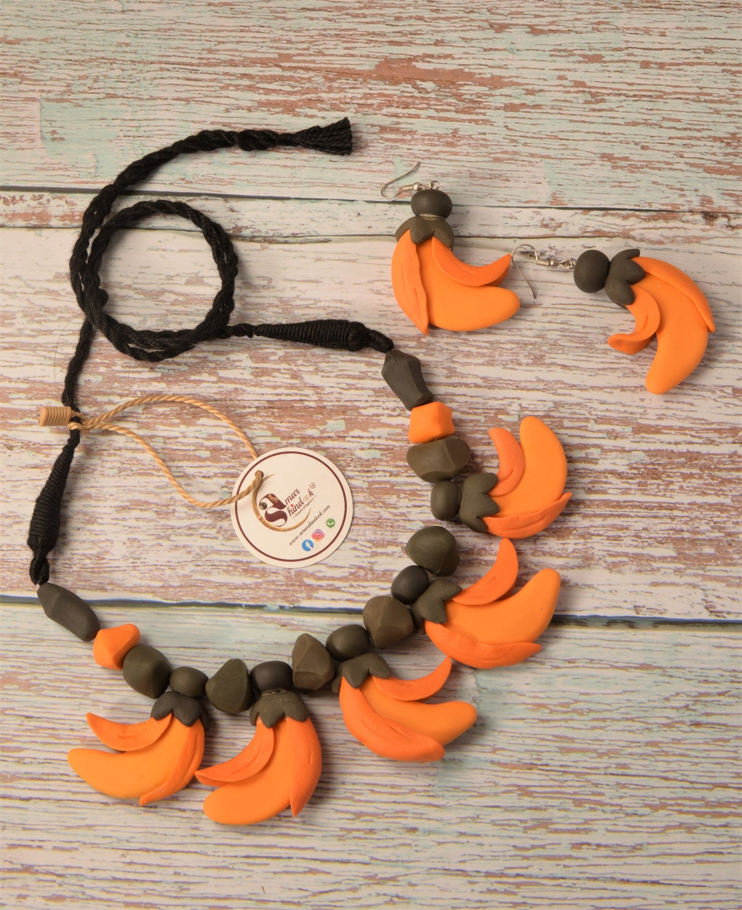 Pushpak Palash Clay Necklace & Earring set
