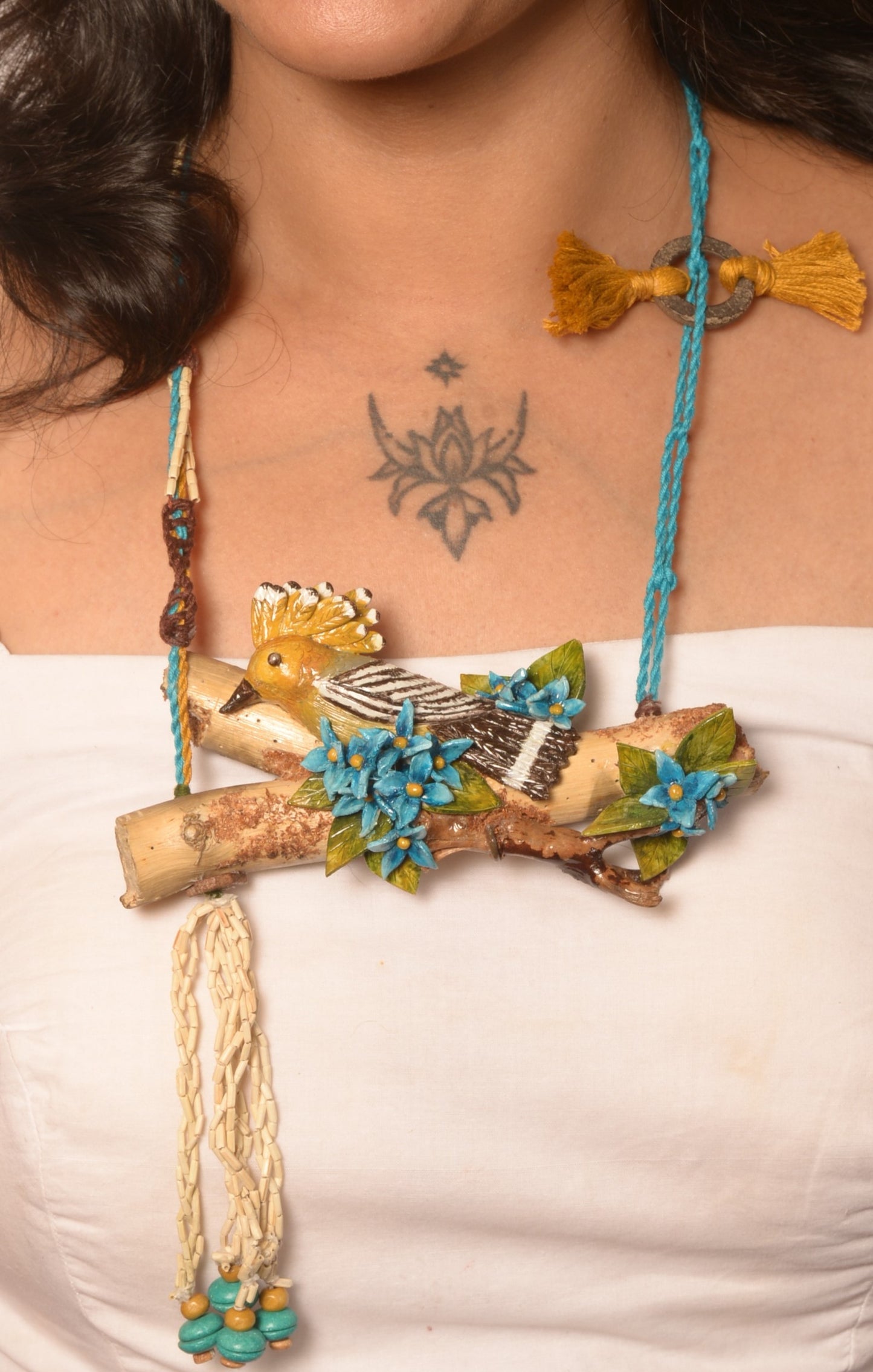 Upupa Hoopoe Clay Necklace & Earring set