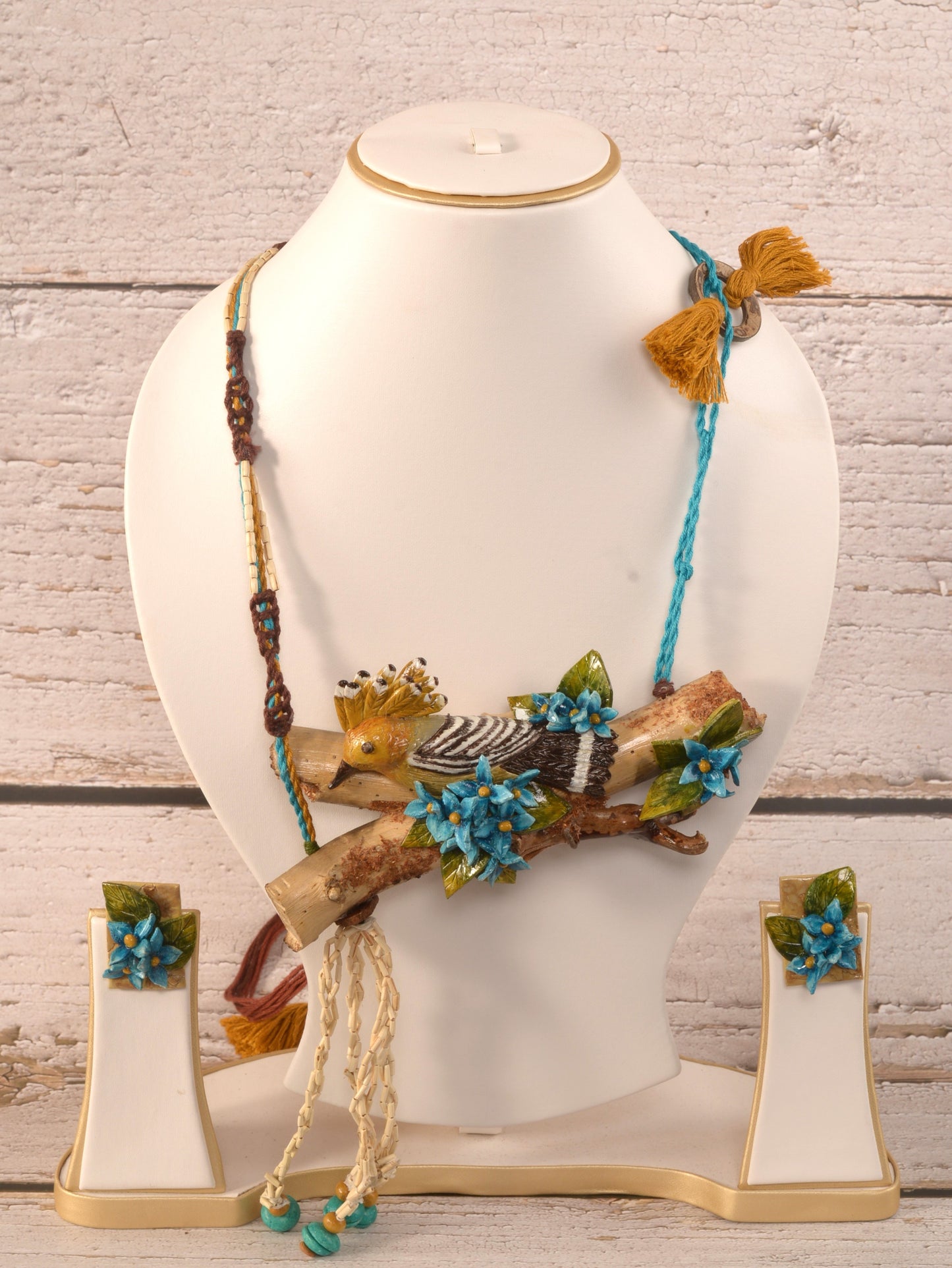 Upupa Hoopoe Clay Necklace & Earring set