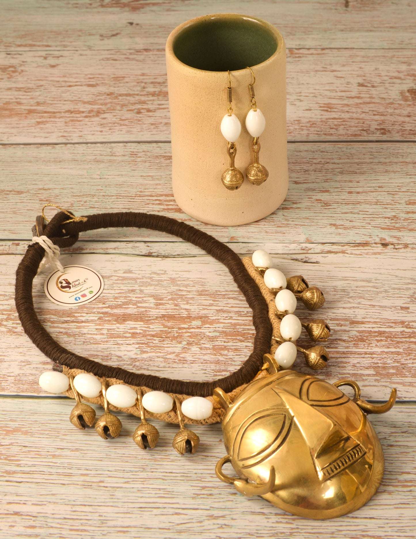 Priscilla Naga Tribal Necklace & Earrings set