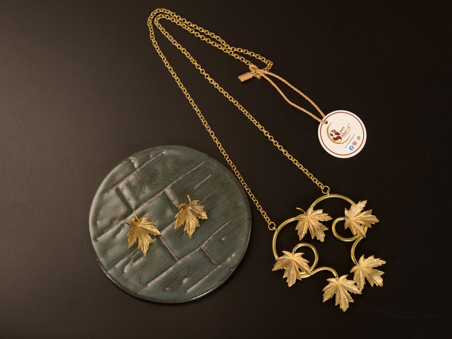 Aaloka Brass Necklace & Earring set
