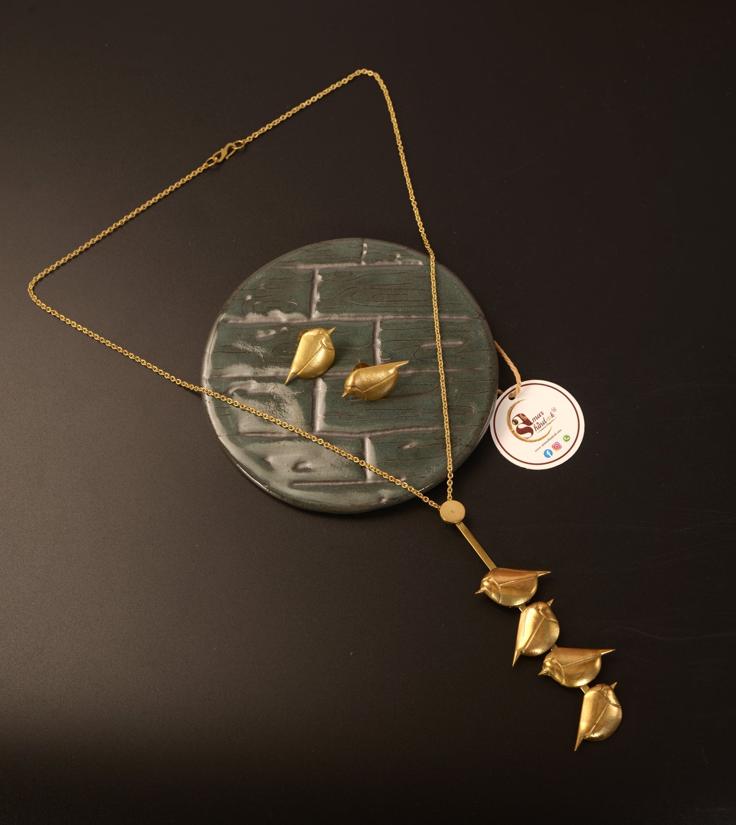 Aaravi Brass Pendant & Earrings set