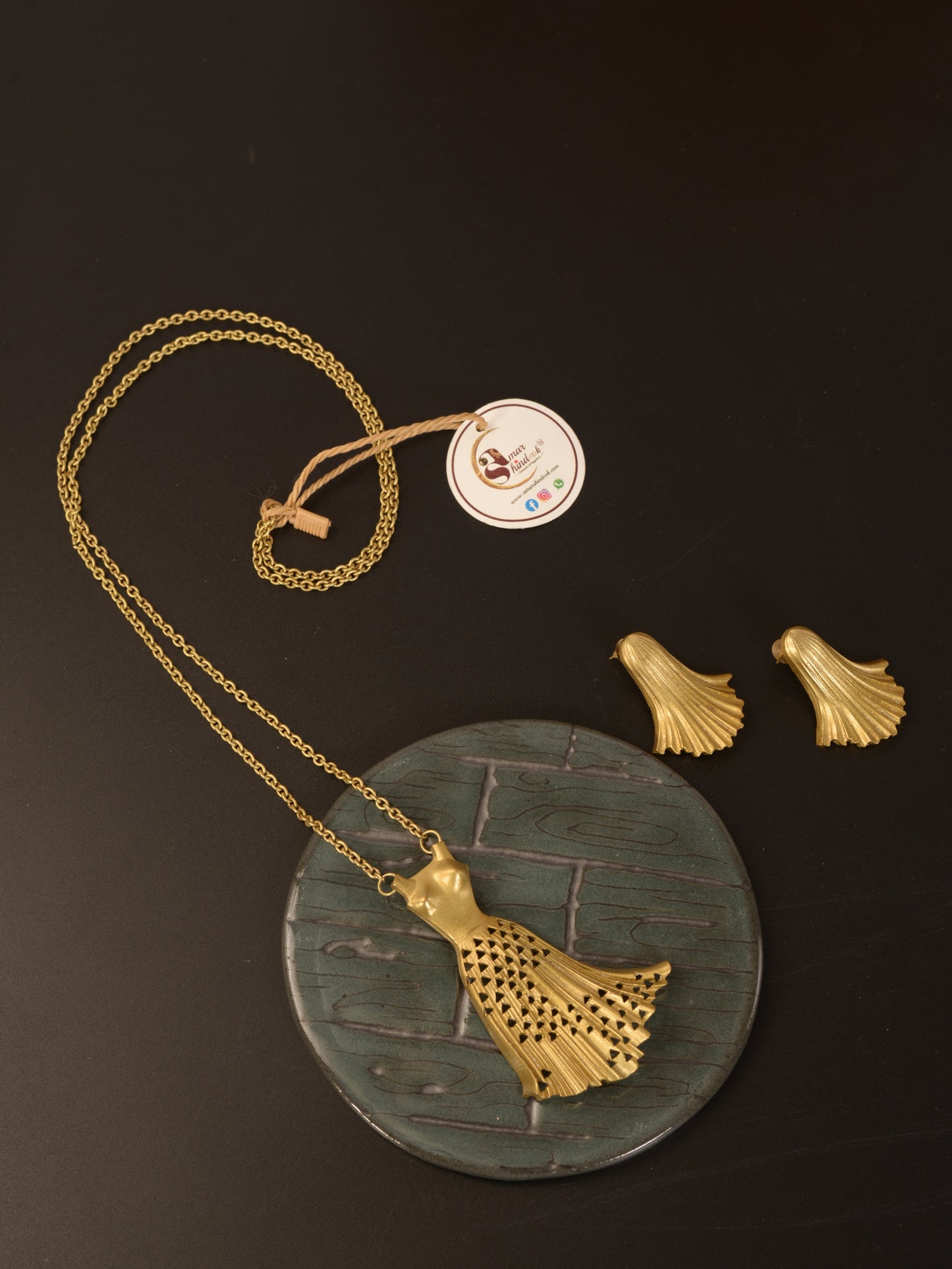 Bhumika Brass Necklace & Earrings set