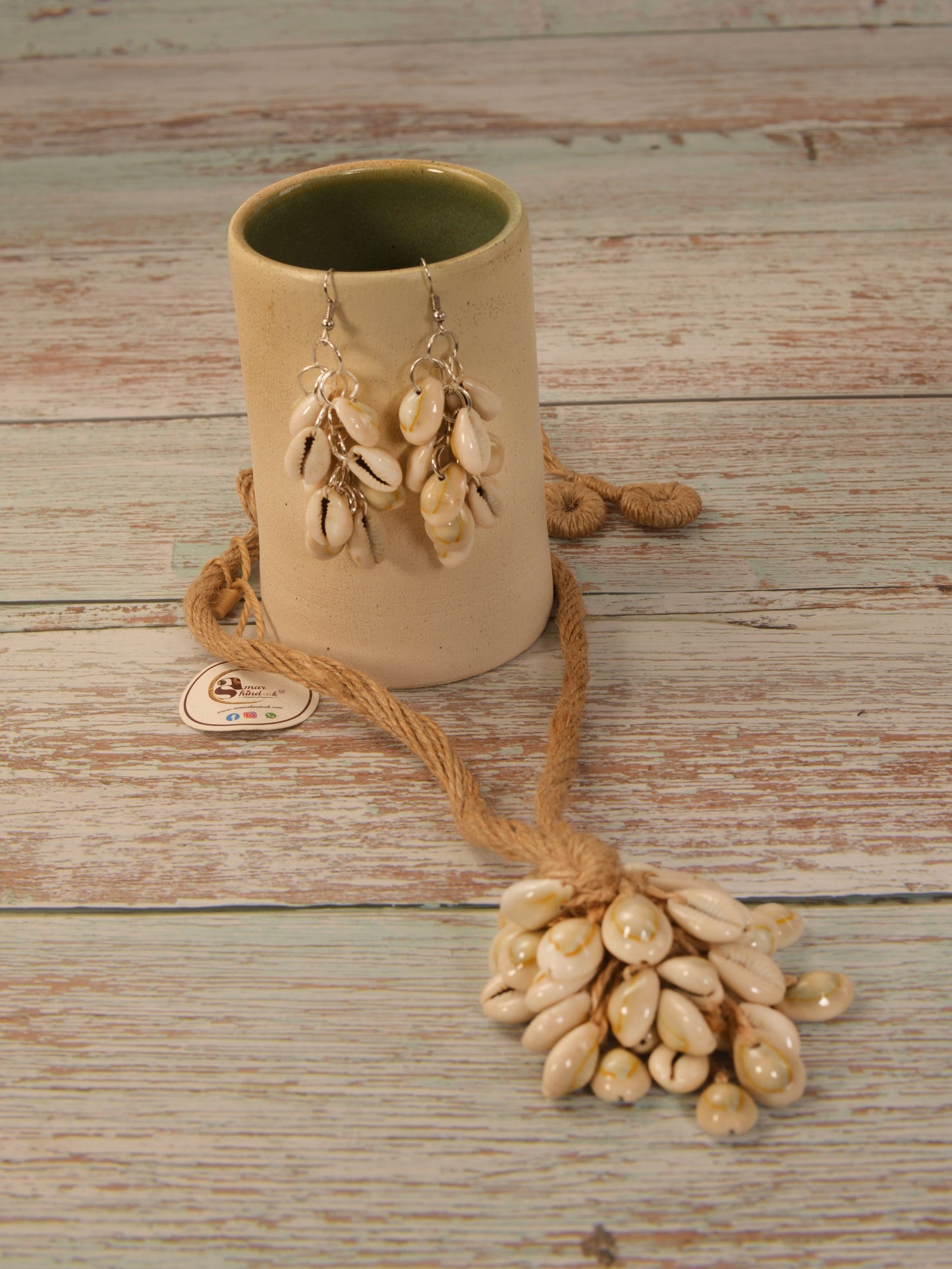 Adishri Jute & Kori Necklace & Earrings set