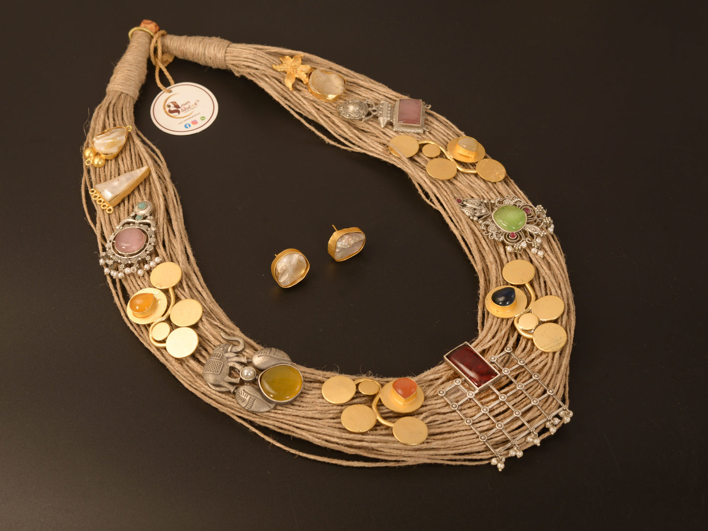 Amiya Jute Ornamental Necklace & Earrings set