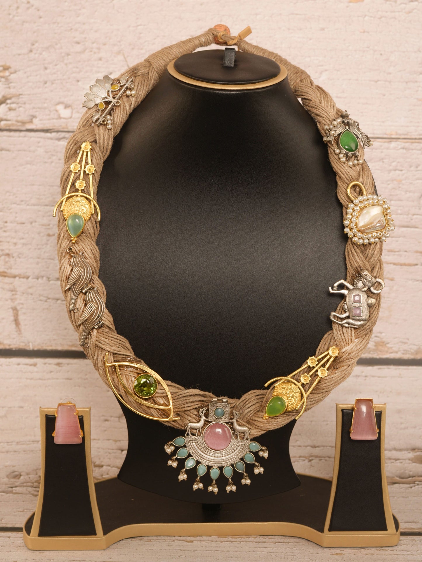 Ajaya Jute Ornamental Necklace & Earrings set