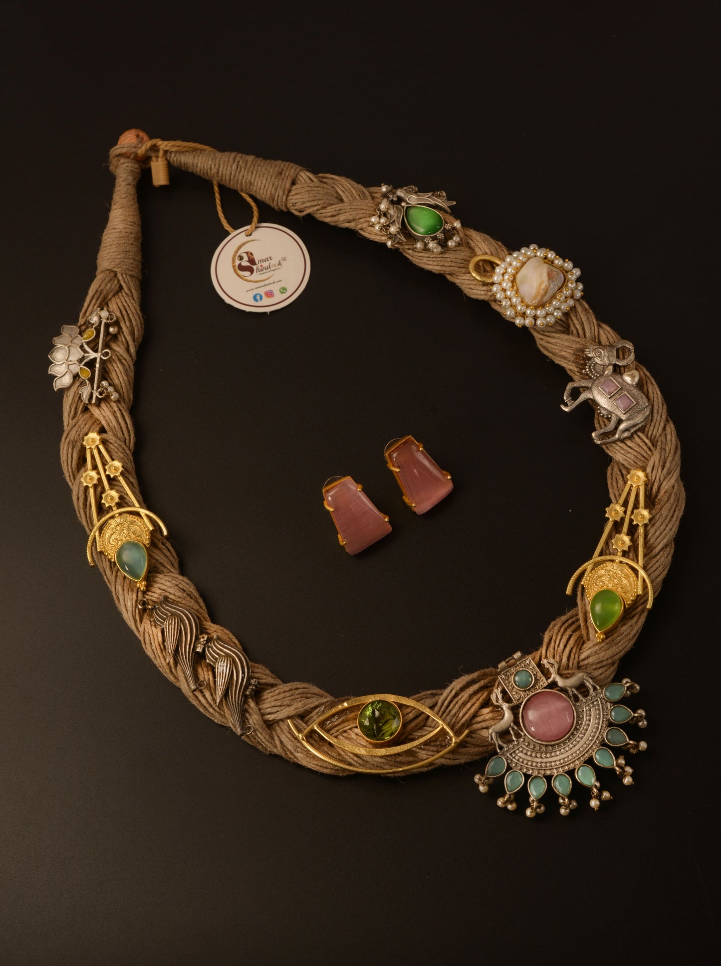 Ajaya Jute Ornamental Necklace & Earrings set