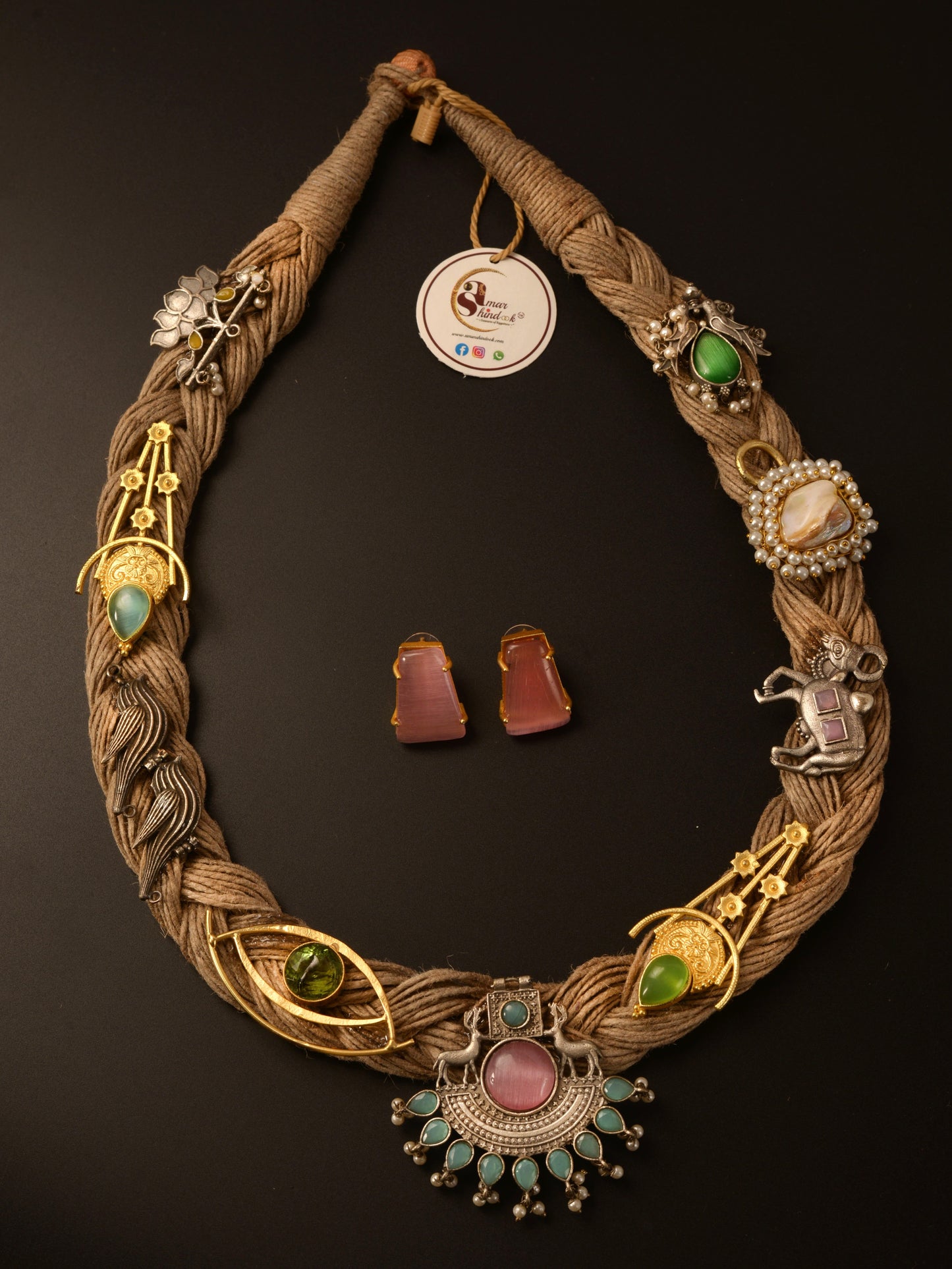 Ajaya Jute Ornamental Necklace & Earrings set