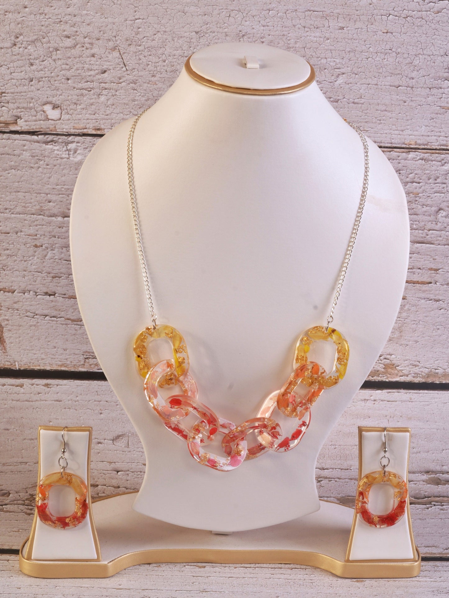 Rosa Resin Pendant & Earrings set