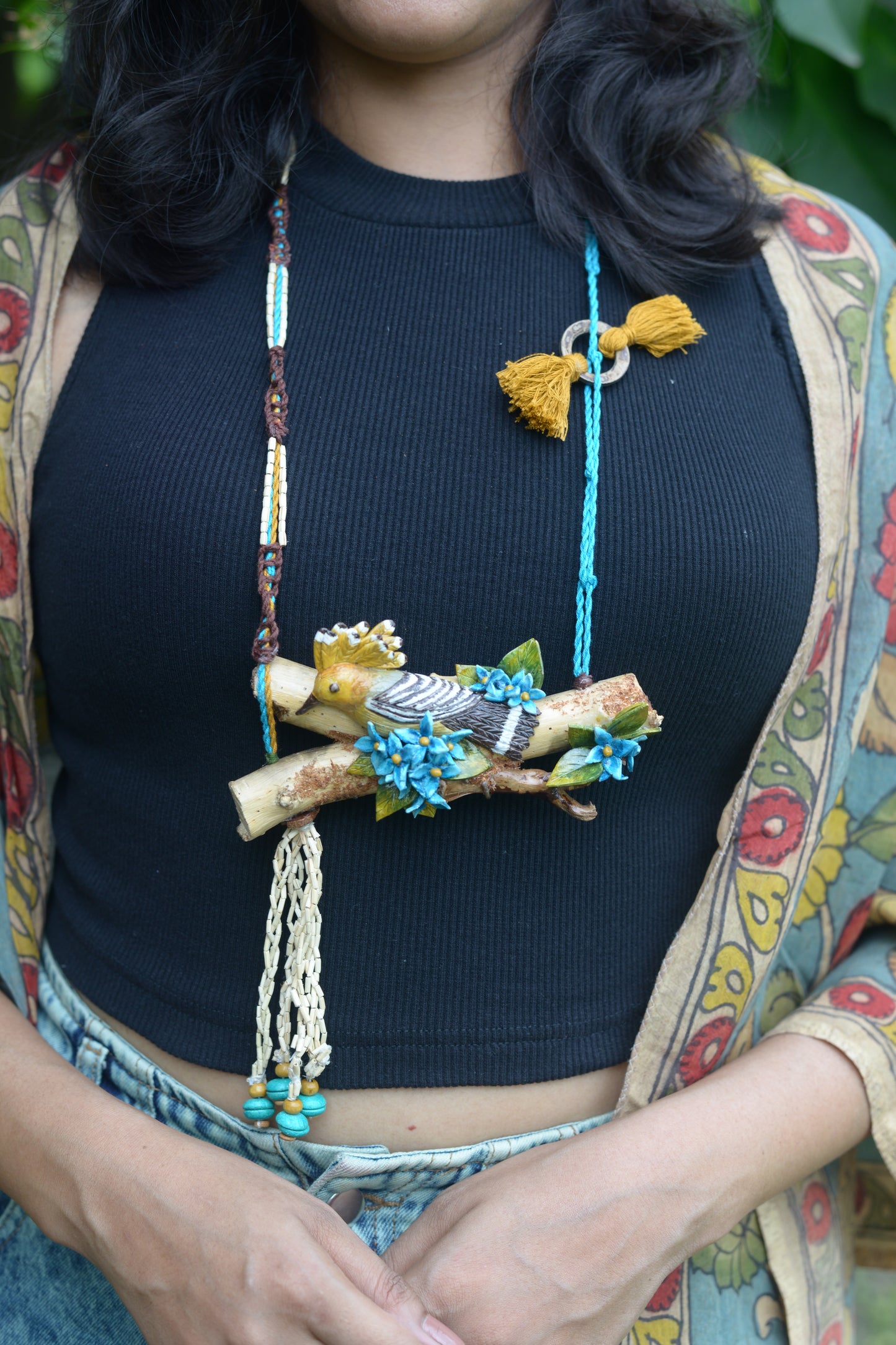 Upupa Hoopoe Clay Necklace & Earring set