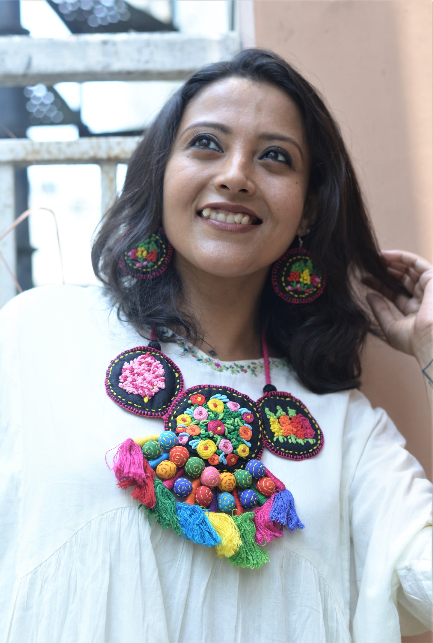 Abhah Fabric Necklace & Earrings set