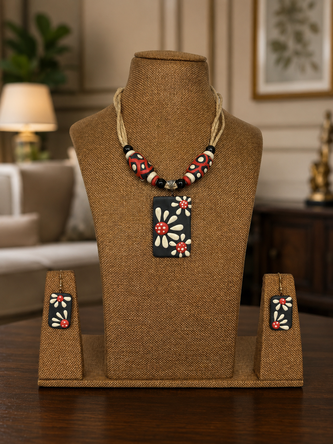 Nirvi Poly Ceramic Necklace & Earring set