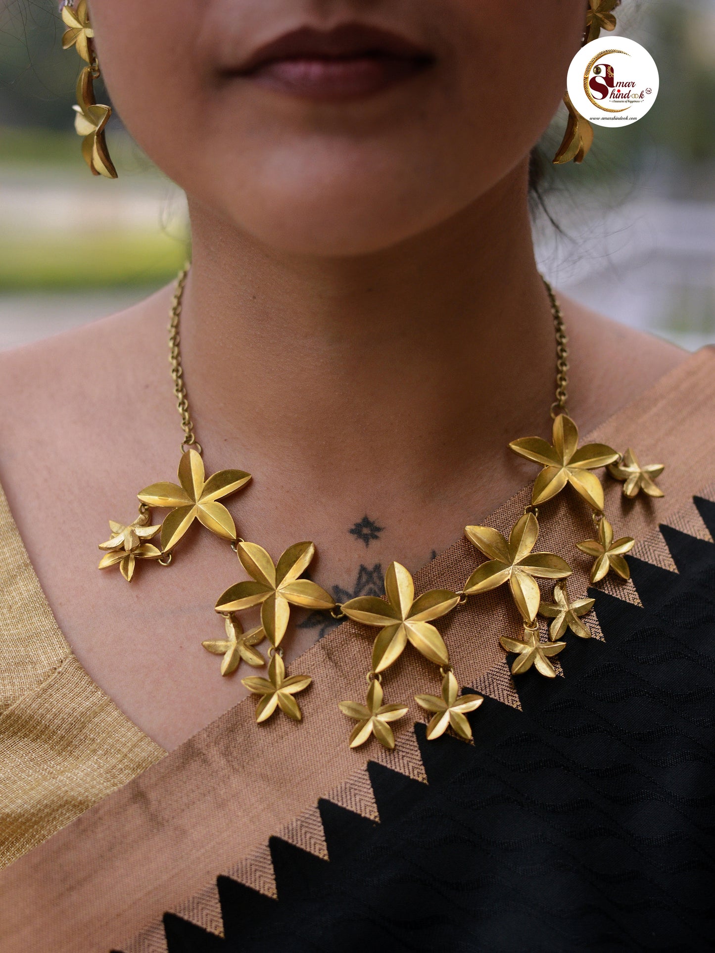 Harsika Brass Necklace & Earring set