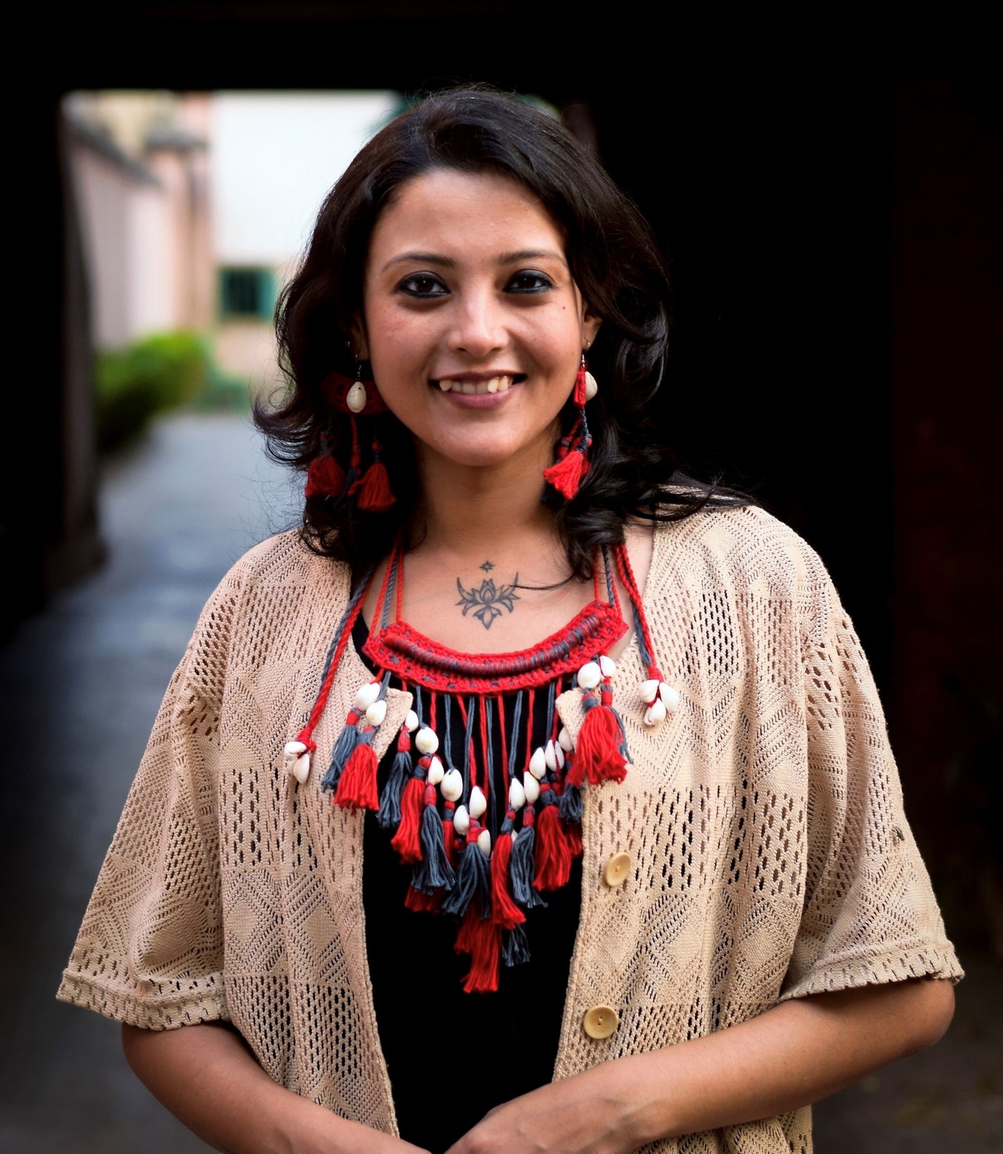 Abheri Fabric Necklace & Earrings set