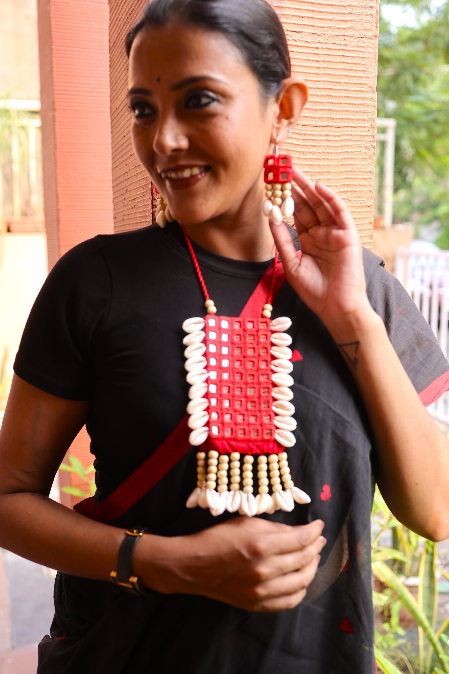 Charulekha Mirror work Necklace & Earrings set